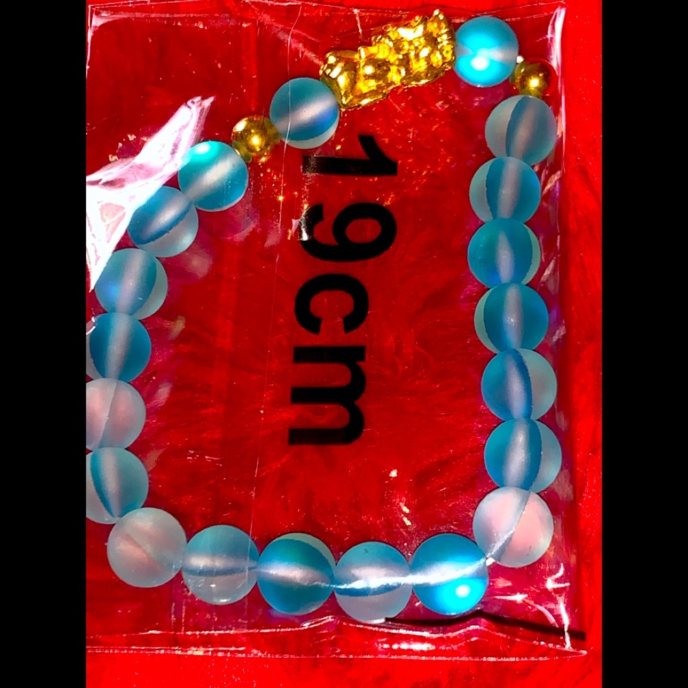 19 cm  11mm blue moonstone gemstone 💎 stretchable bracelet